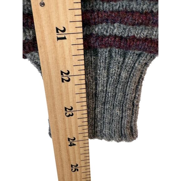 Handmade Knit Wool Sweater Womens M Gray Maroon Scotland Anna Skea Cottage Cntry - Picture 6 of 8